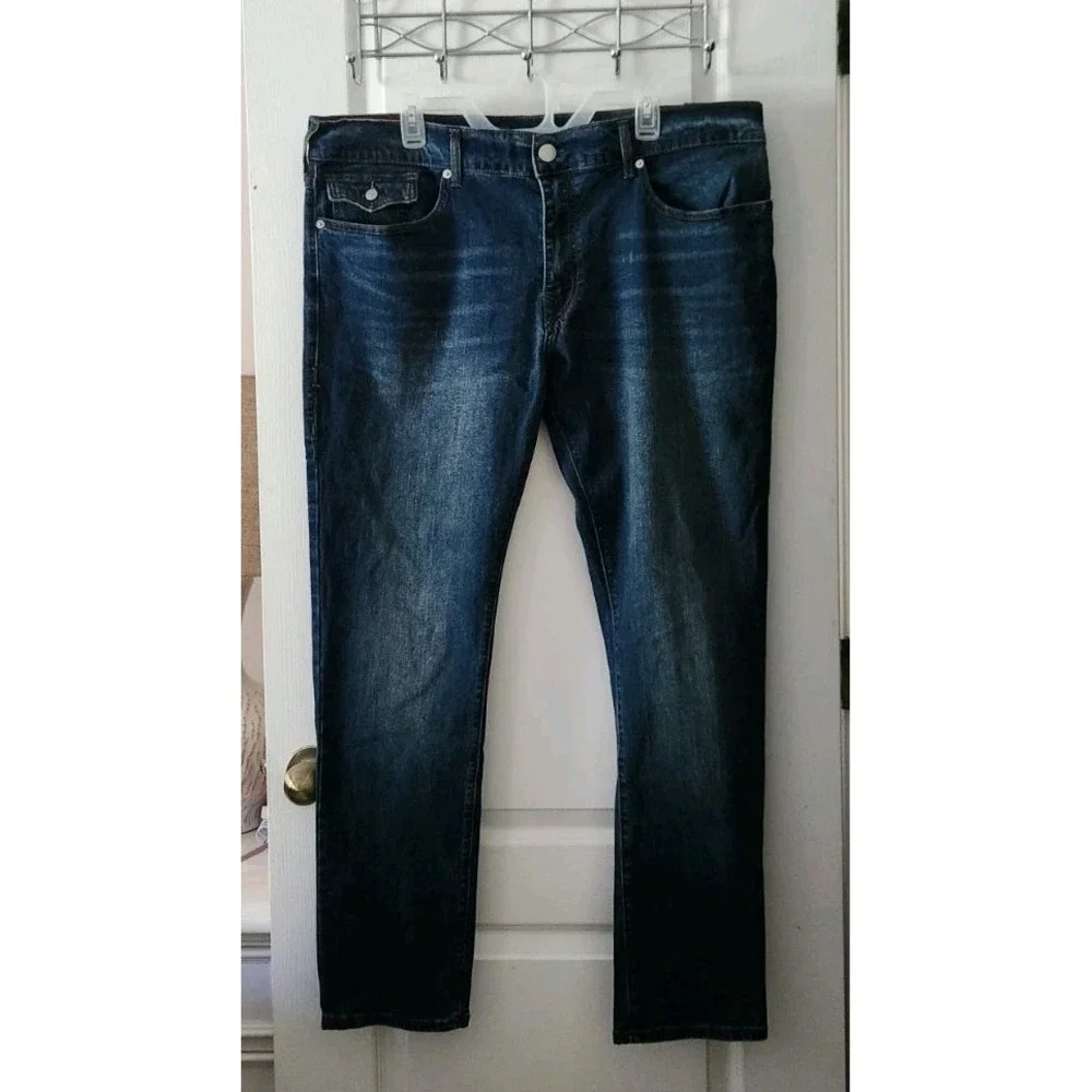 True Religion Men's Rocco Relaxed Skinny Blue Jeans Pants‎ Flap Pockets 40×32